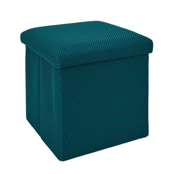Coffre-pouf pliable, revêtement texturé (bleu) Coffre-pouf pliable, revêtement texturé (bleu)